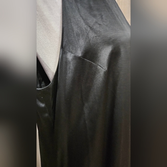 Vintage CADAZ 100% Silk Midi Shift Sleeveless Slip Dress In Black. Size 10 - Picture 8 of 15